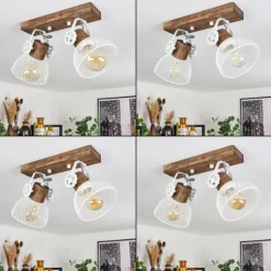 Lampes Industrielles-hofstein Plafonnier Orny Brun, Blanc, 2 lumières