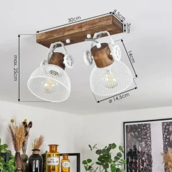 Lampes Industrielles-hofstein Plafonnier Orny Brun, Blanc, 2 lumières
