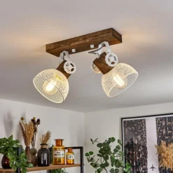 Lampes Industrielles-hofstein Plafonnier Orny Brun, Blanc, 2 lumières