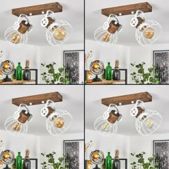 Lampes Industrielles-hofstein Plafonnier Orny Brun, Blanc, 2 lumières