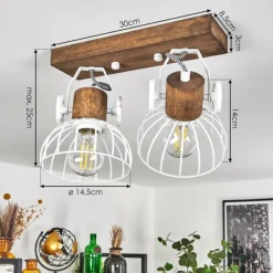 Lampes Industrielles-hofstein Plafonnier Orny Brun, Blanc, 2 lumières
