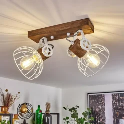 Lampes Industrielles-hofstein Plafonnier Orny Brun, Blanc, 2 lumières