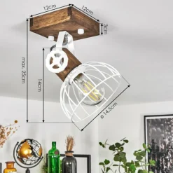 Lampes Industrielles-hofstein Plafonnier Orny Brun, Blanc, 1 lumière