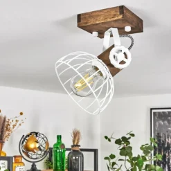 Lampes Industrielles-hofstein Plafonnier Orny Brun, Blanc, 1 lumière