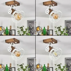 Lampes Industrielles-hofstein Plafonnier Orny Brun, Blanc, 1 lumière