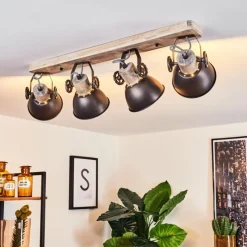 Lampes Industrielles-hofstein Plafonnier Orny Brun, Bois clair, 4 lumières