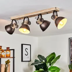 Lampes Industrielles-hofstein Plafonnier Orny Brun, Bois clair, 4 lumières
