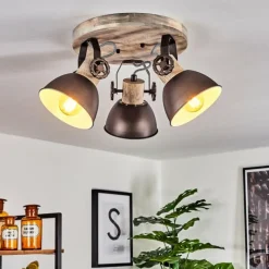 Lampes Industrielles-hofstein Plafonnier Orny Brun, Bois clair, 3 lumières