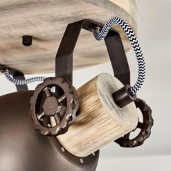 Lampes Industrielles-hofstein Plafonnier Orny Brun, Bois clair, 3 lumières