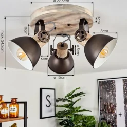 Lampes Industrielles-hofstein Plafonnier Orny Brun, Bois clair, 3 lumières