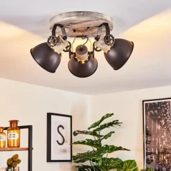 Lampes Industrielles-hofstein Plafonnier Orny Brun, Bois clair, 3 lumières