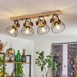 Lampes Industrielles-hofstein Plafonnier Orny Brun, Écru, 4 lumières