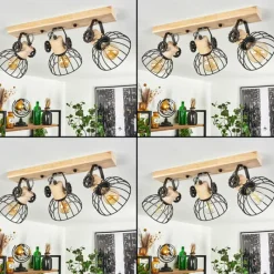 Lampes Industrielles-hofstein Plafonnier Orny Brun, Écru, 3 lumières