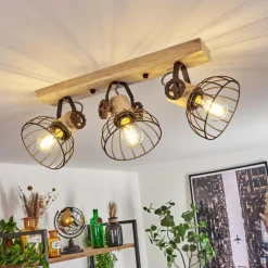 Lampes Industrielles-hofstein Plafonnier Orny Brun, Écru, 3 lumières