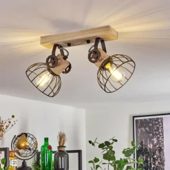 Lampes Industrielles-hofstein Plafonnier Orny Brun, Écru, 2 lumières