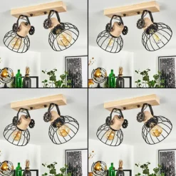 Lampes Industrielles-hofstein Plafonnier Orny Brun, Écru, 2 lumières