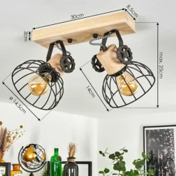 Lampes Industrielles-hofstein Plafonnier Orny Brun, Écru, 2 lumières