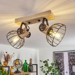 Lampes Industrielles-hofstein Plafonnier Orny Brun, Écru, 2 lumières