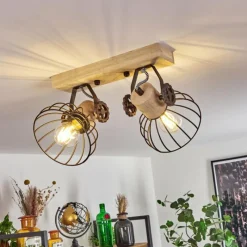 Lampes Industrielles-hofstein Plafonnier Orny Brun, Écru, 2 lumières