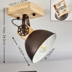 Lampes Industrielles-hofstein Plafonnier Orny Brun, Noir, 1 lumière