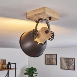 Lampes Industrielles-hofstein Plafonnier Orny Brun, Noir, 1 lumière