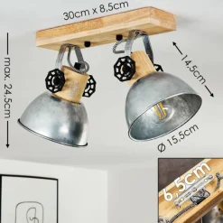 Lampes Industrielles-hofstein Plafonnier Orny Brun, Zingué, 2 lumières