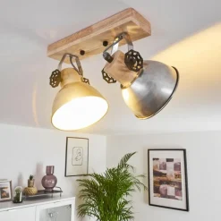 Lampes Industrielles-hofstein Plafonnier Orny Brun, Zingué, 2 lumières