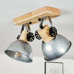 Lampes Industrielles-hofstein Plafonnier Orny Brun, Zingué, 2 lumières
