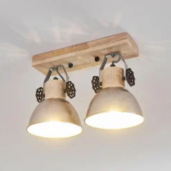 Lampes Industrielles-hofstein Plafonnier Orny Brun, Zingué, 2 lumières