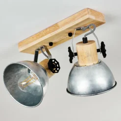 Lampes Industrielles-hofstein Plafonnier Orny Brun, Zingué, 2 lumières