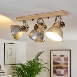 Lampes Industrielles-hofstein Plafonnier Orny Brun, Zingué, 3 lumières
