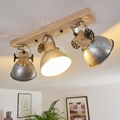 Lampes Industrielles-hofstein Plafonnier Orny Brun, Zingué, 3 lumières