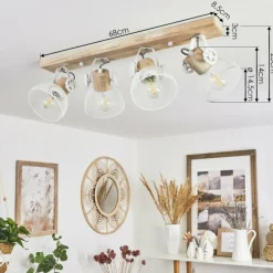 Lampes Industrielles-hofstein Plafonnier Orny Écru, Blanc, 4 lumières