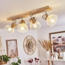 Lampes Industrielles-hofstein Plafonnier Orny Écru, Blanc, 4 lumières