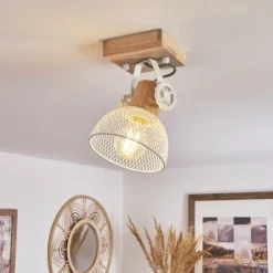 Lampes Industrielles-hofstein Plafonnier Orny Écru, Blanc, 1 lumière