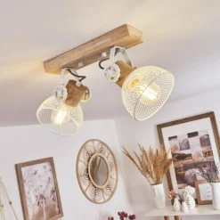 Lampes Industrielles-hofstein Plafonnier Orny Écru, Blanc, 2 lumières