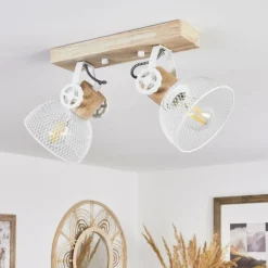 Lampes Industrielles-hofstein Plafonnier Orny Écru, Blanc, 2 lumières