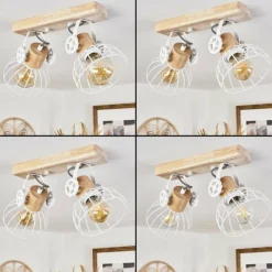 Lampes Industrielles-hofstein Plafonnier Orny Écru, Blanc, 2 lumières