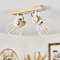 Lampes Industrielles-hofstein Plafonnier Orny Écru, Blanc, 2 lumières