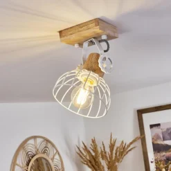 Lampes Industrielles-hofstein Plafonnier Orny Écru, Blanc, 1 lumière