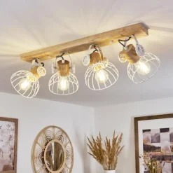 Lampes Industrielles-hofstein Plafonnier Orny Écru, Blanc, 4 lumières