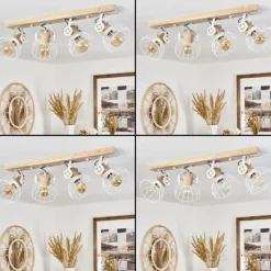 Lampes Industrielles-hofstein Plafonnier Orny Écru, Blanc, 4 lumières