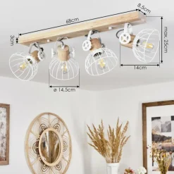 Lampes Industrielles-hofstein Plafonnier Orny Écru, Blanc, 4 lumières