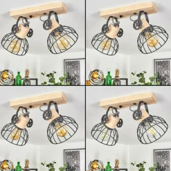 Lampes Industrielles-hofstein Plafonnier Orny Écru, Noir, 2 lumières