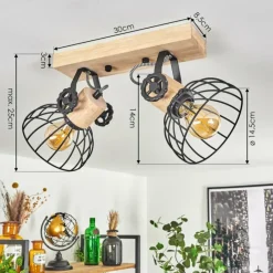 Lampes Industrielles-hofstein Plafonnier Orny Écru, Noir, 2 lumières