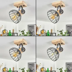 Lampes Industrielles-hofstein Plafonnier Orny Écru, Noir, 1 lumière