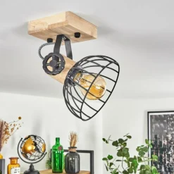 Lampes Industrielles-hofstein Plafonnier Orny Écru, Noir, 1 lumière