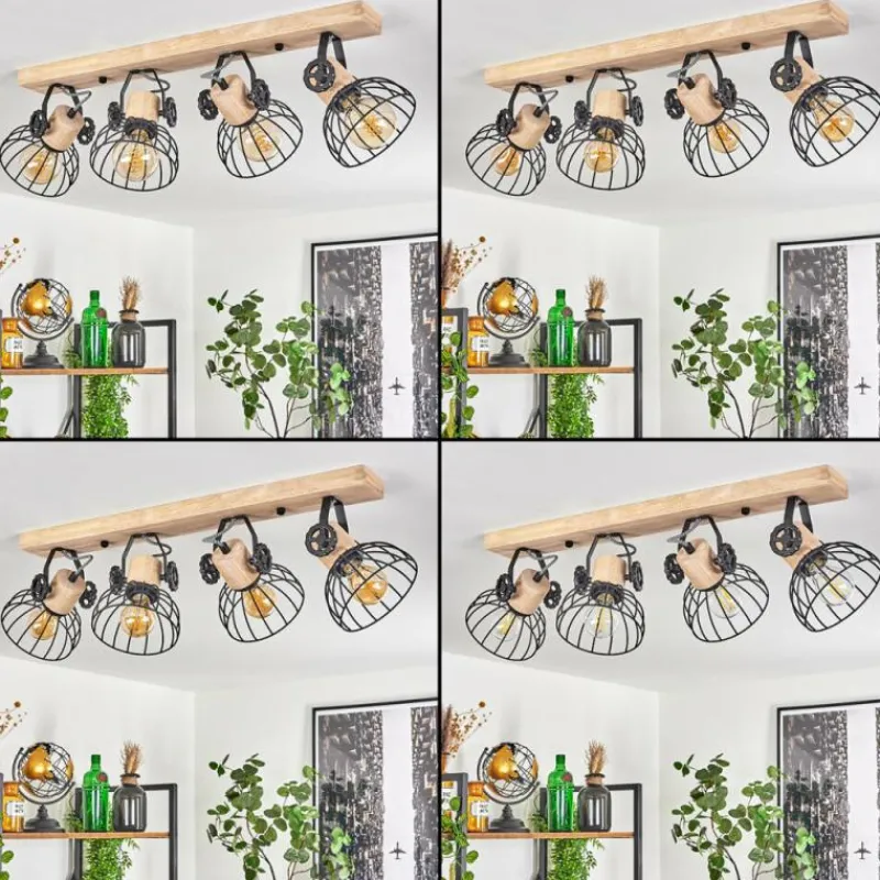 Lampes Industrielles-hofstein Plafonnier Orny Écru, Noir, 4 lumières