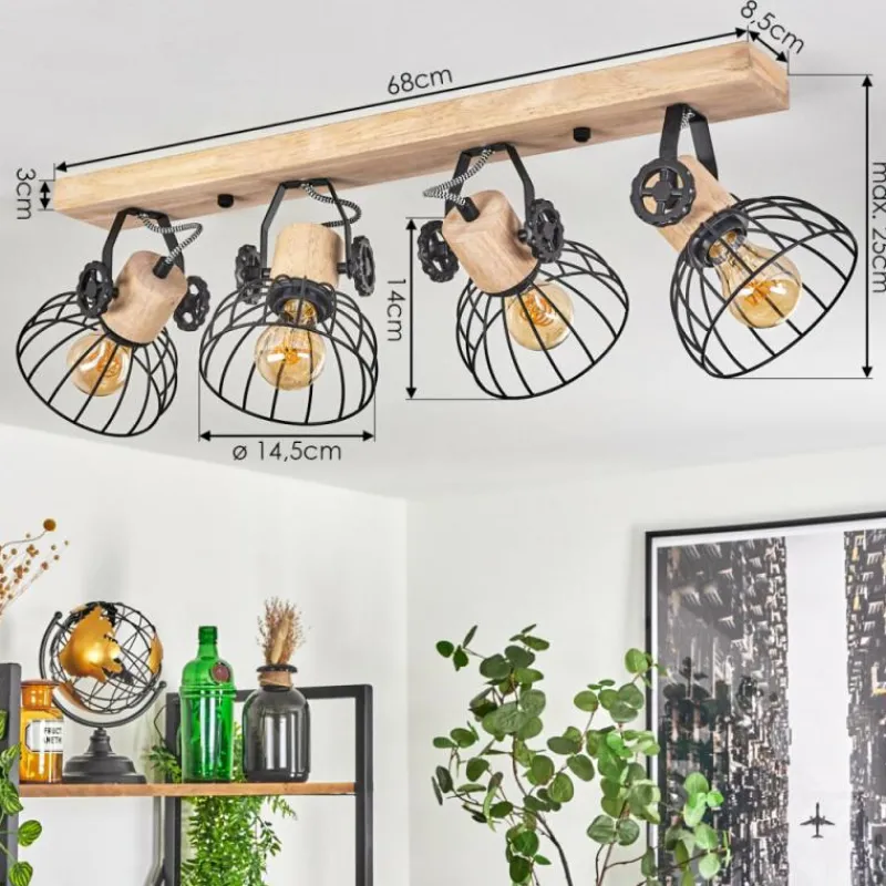 Lampes Industrielles-hofstein Plafonnier Orny Écru, Noir, 4 lumières