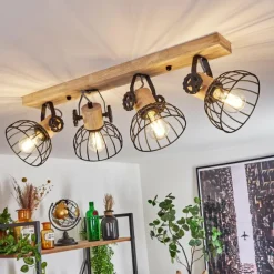 Lampes Industrielles-hofstein Plafonnier Orny Écru, Noir, 4 lumières